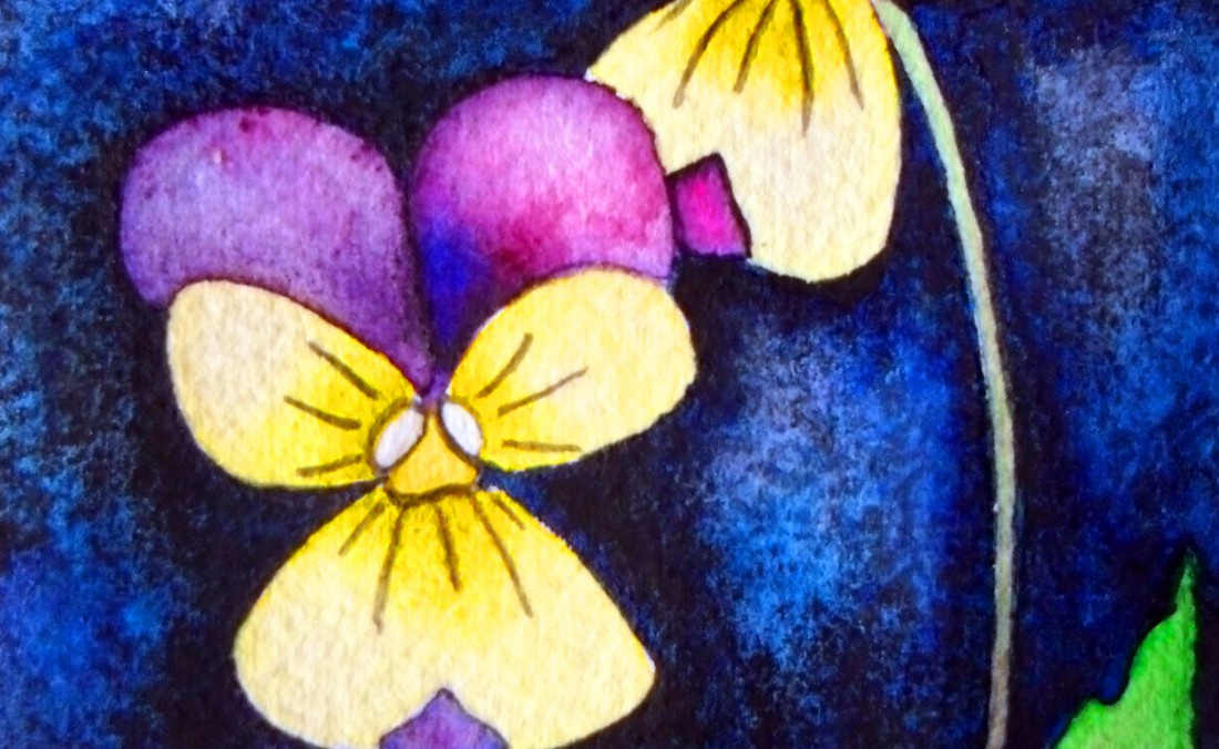 engagement painting Violas love flowers