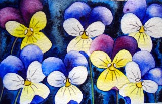 Johnny Jump Up flowers painting art Viola painting watercolor