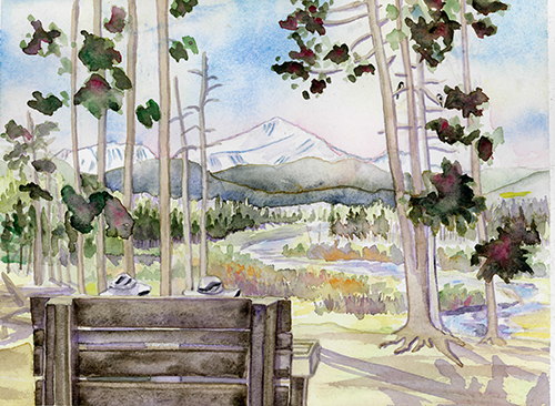 Byer's Peak Bench St Louis Creek Experimental Forest Flume trail Fraser Colorado Watercolor painting