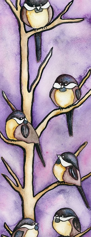 Chickadees, Purple, birds,